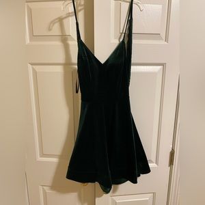 Velvet spaghetti strap mini cocktail dress